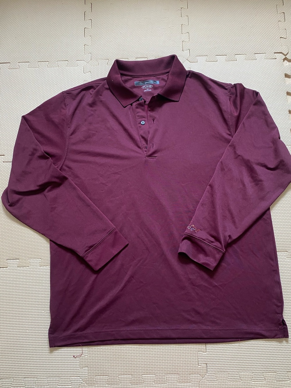 Greg Norman Men's Long-Sleeve Polo Shirt in Burgundy Size L